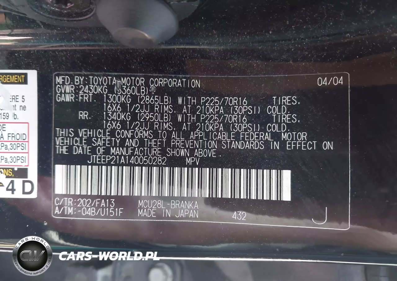 2004 Toyota Highlander V6 VIN:JTEEP21A140050282 - 9