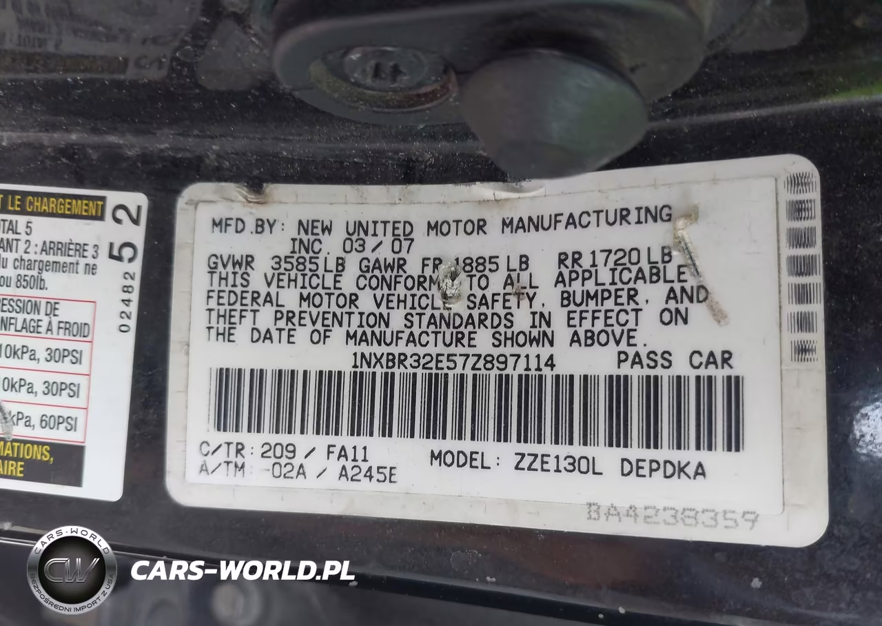 2007 Toyota Corolla Ce VIN:1NXBR32E57Z897114 - 9