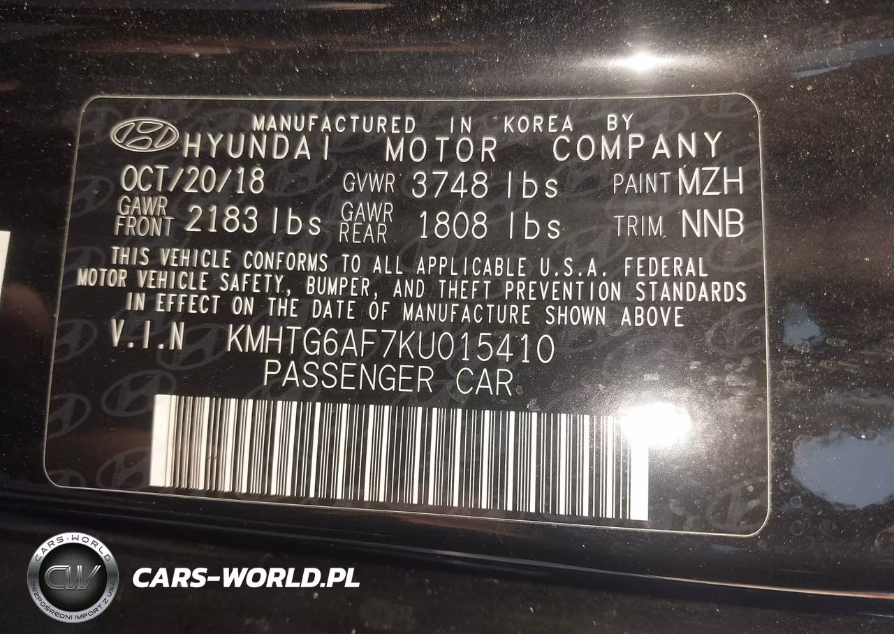 2019 Hyundai Veloster 2.0 VIN:KMHTG6AF7KU015410 - 9