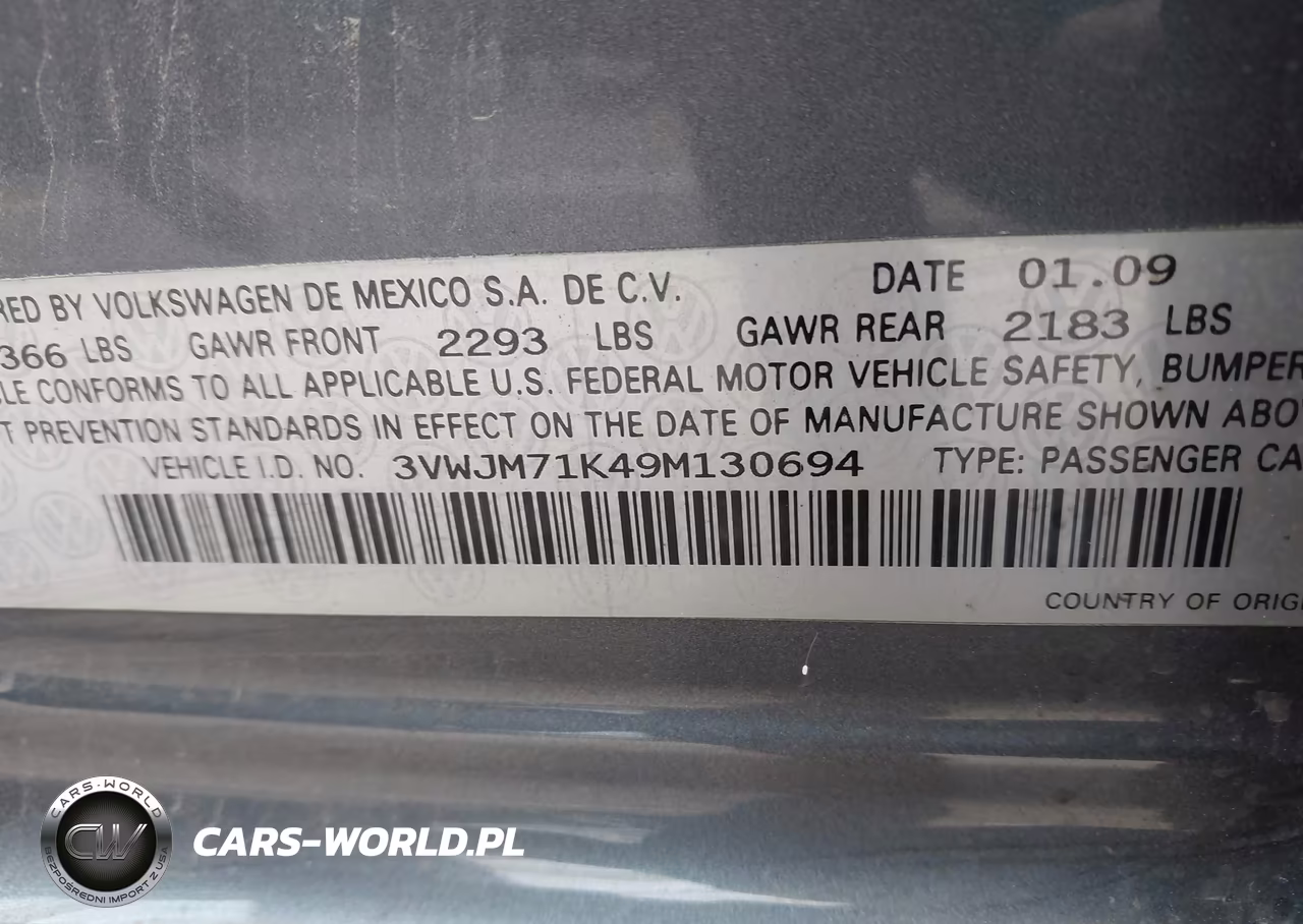 2009 Volkswagen Jetta S VIN:3VWJM71K49M130694 - 9