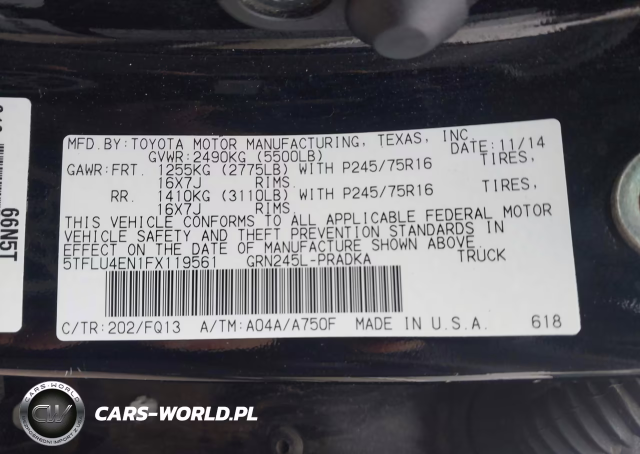 2015 Toyota Tacoma Base V6 VIN:5TFLU4EN1FX119561 - 9