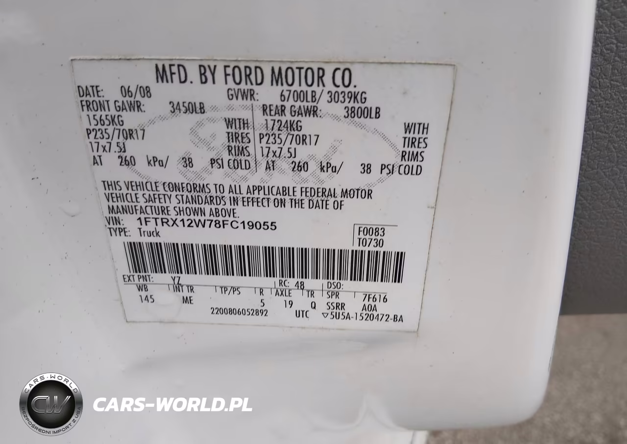 2008 Ford F-150 Fx2-Stx-Xl-Xlt VIN:1FTRX12W78FC19055 - 9