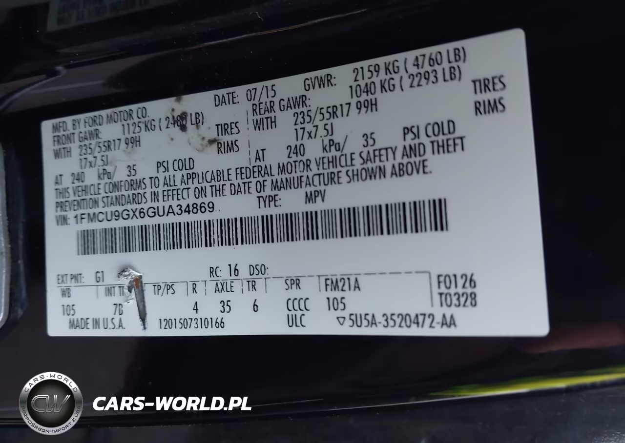 2016 Ford Escape Se VIN:1FMCU9GX6GUA34869 - 9