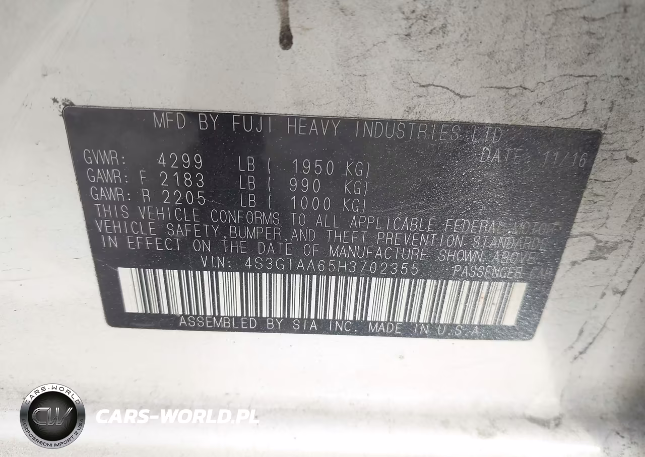 2017 Subaru Impreza 2.0I VIN:4S3GTAA65H3702355 - 9
