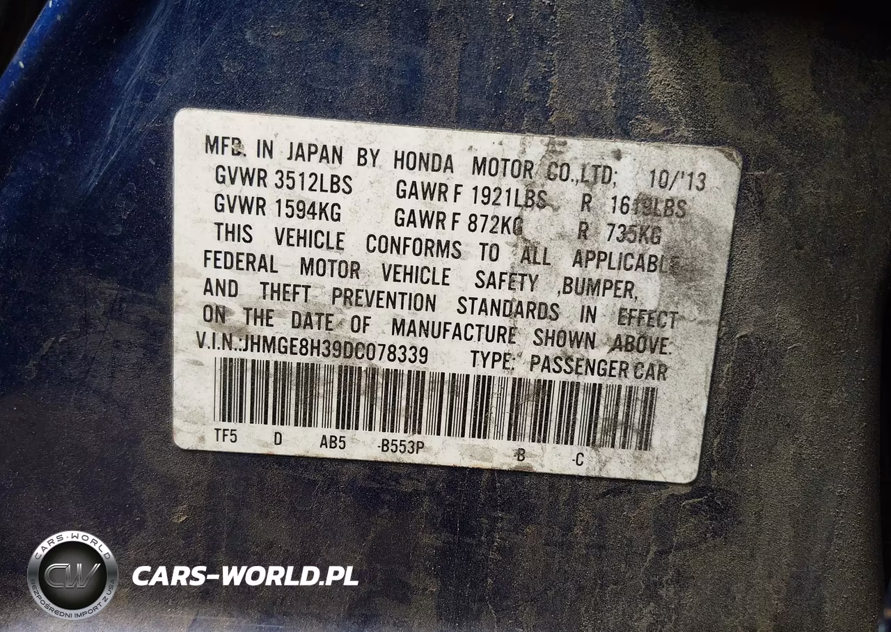 2013 Honda Fit VIN:JHMGE8H39DC078339 - 9