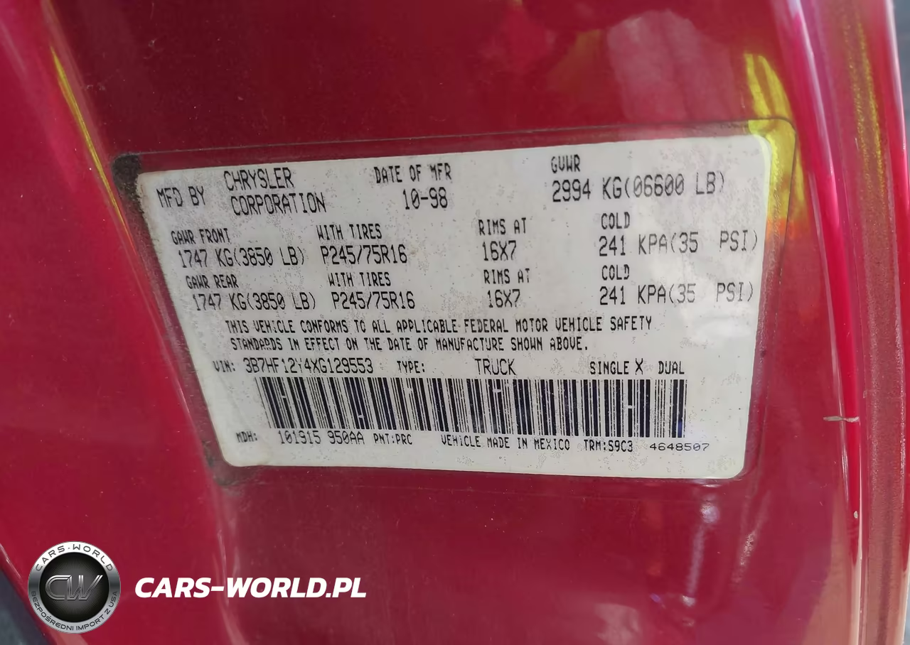 1999 Dodge Ram 1500 VIN:3B7HF12Y4XG129553 - 9