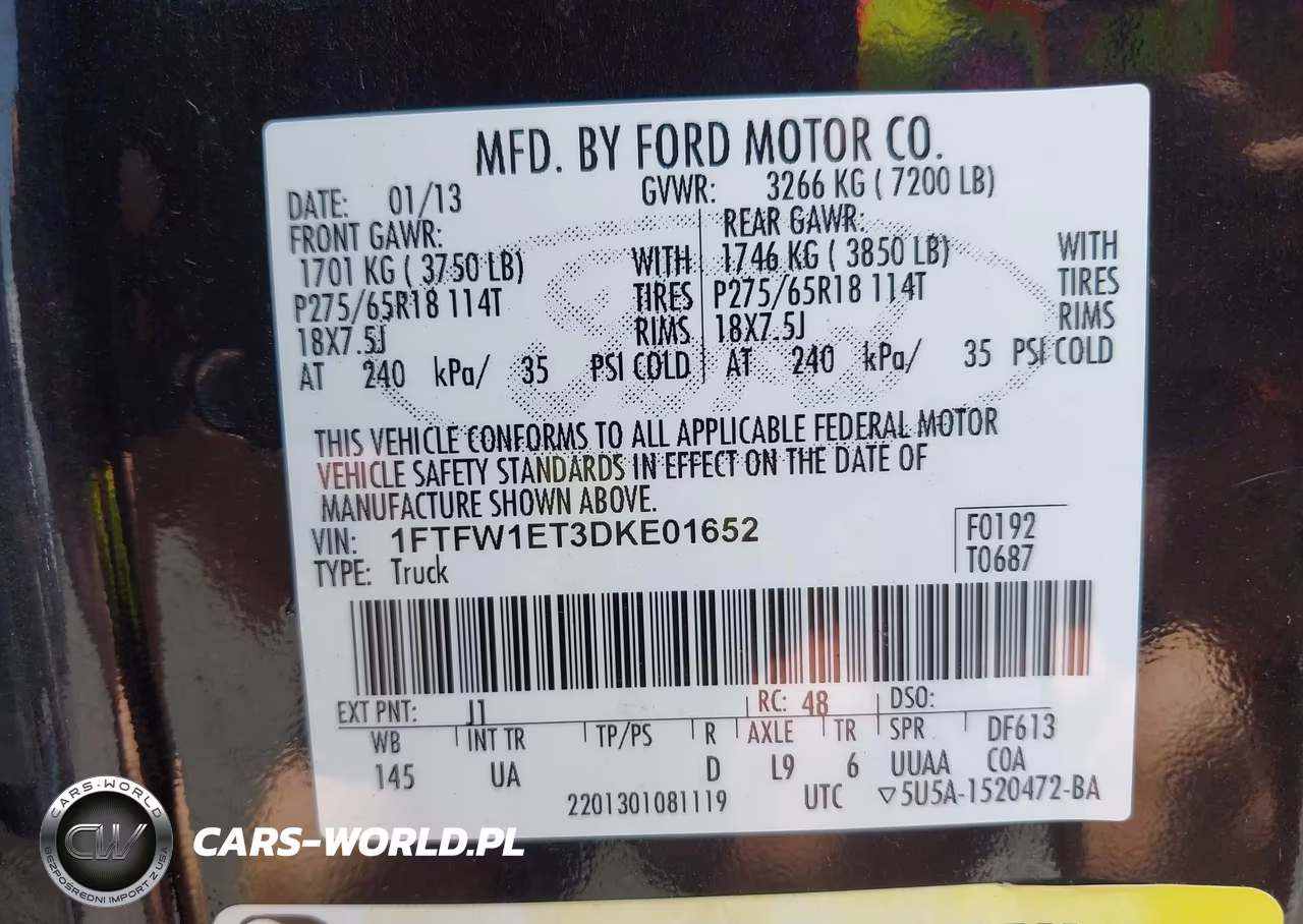 2013 Ford F-150 Xlt VIN:1FTFW1ET3DKE01652 - 9