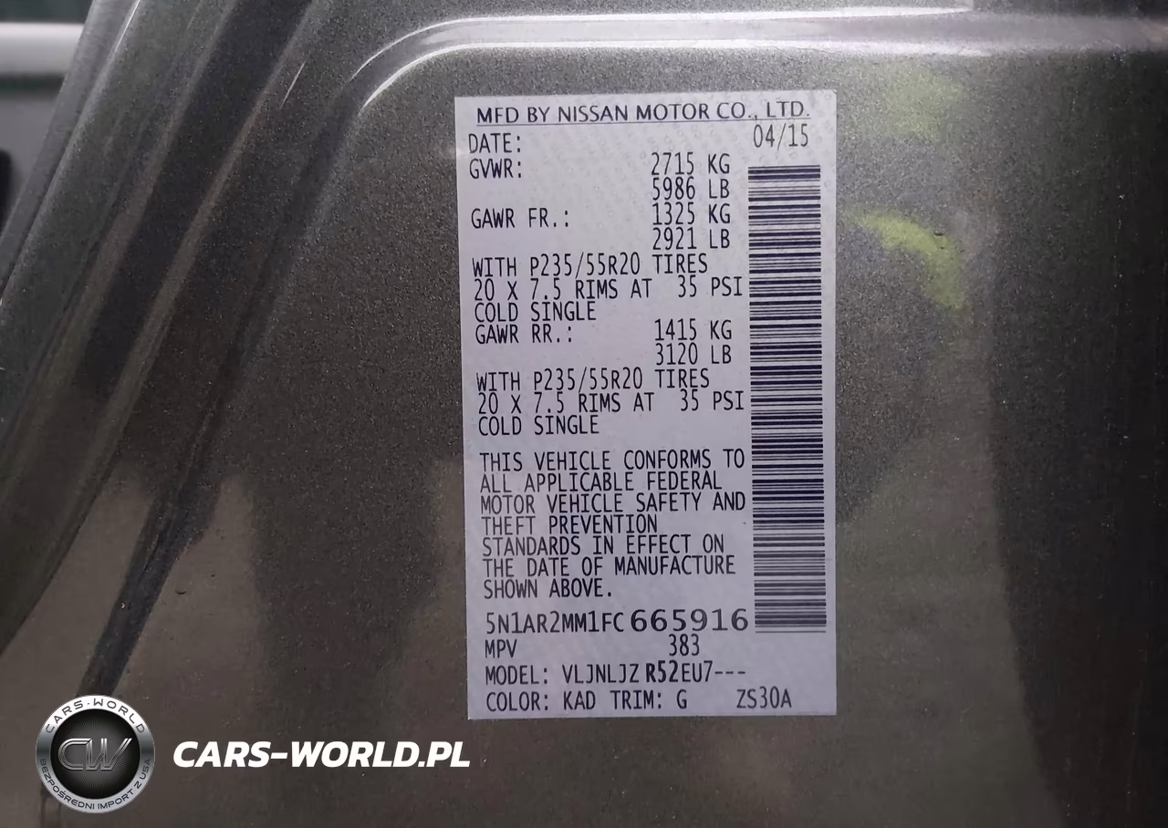 2015 Nissan Pathfinder Platinum VIN:5N1AR2MM1FC665916 - 9