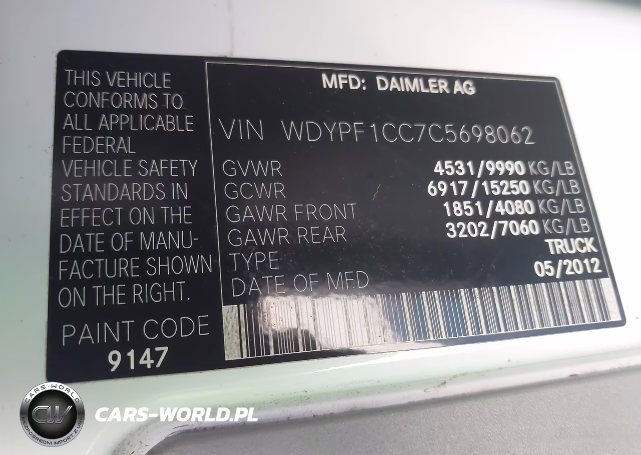 2012 Freightliner Sprinter 3500 VIN:WDYPF1CC7C5698062 - 9