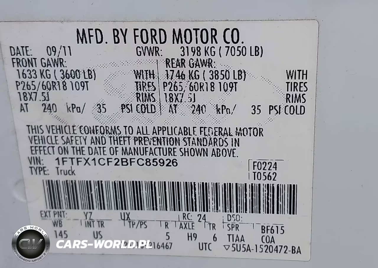 2011 Ford F-150 Xlt VIN:1FTFX1CF2BFC85926 - 9