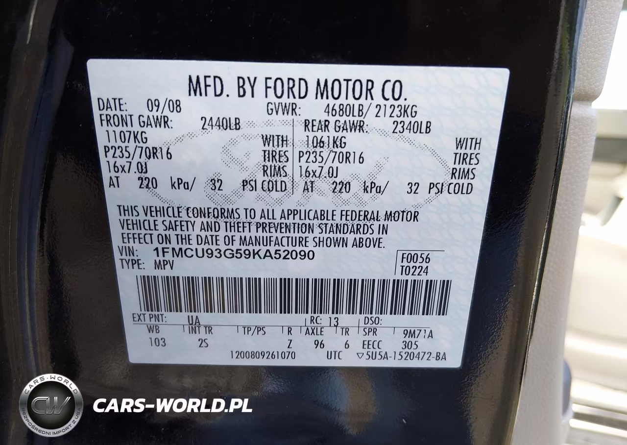 2009 Ford Escape Xlt VIN:1FMCU93G59KA52090 - 9
