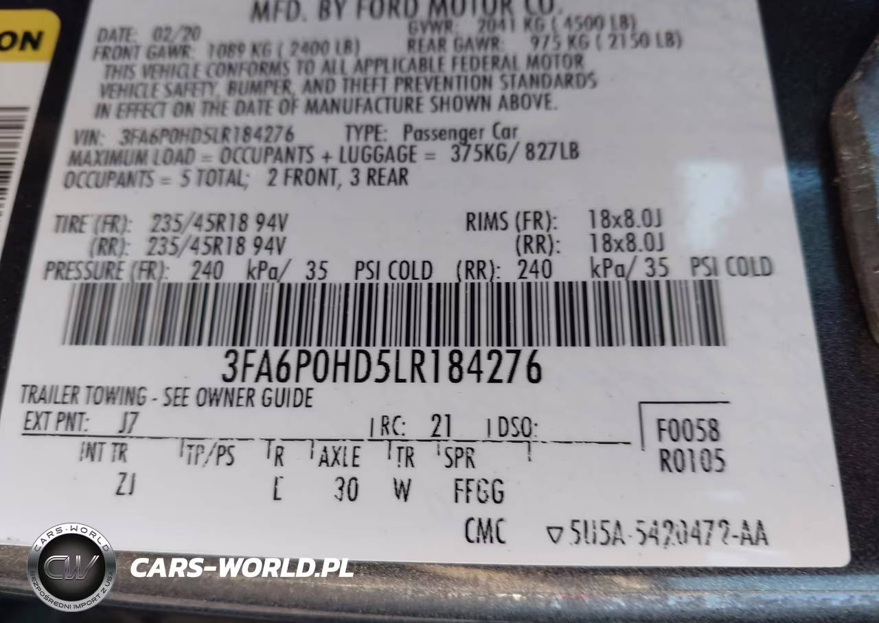 2020 Ford Fusion Se VIN:3FA6P0HD5LR184276 - 9