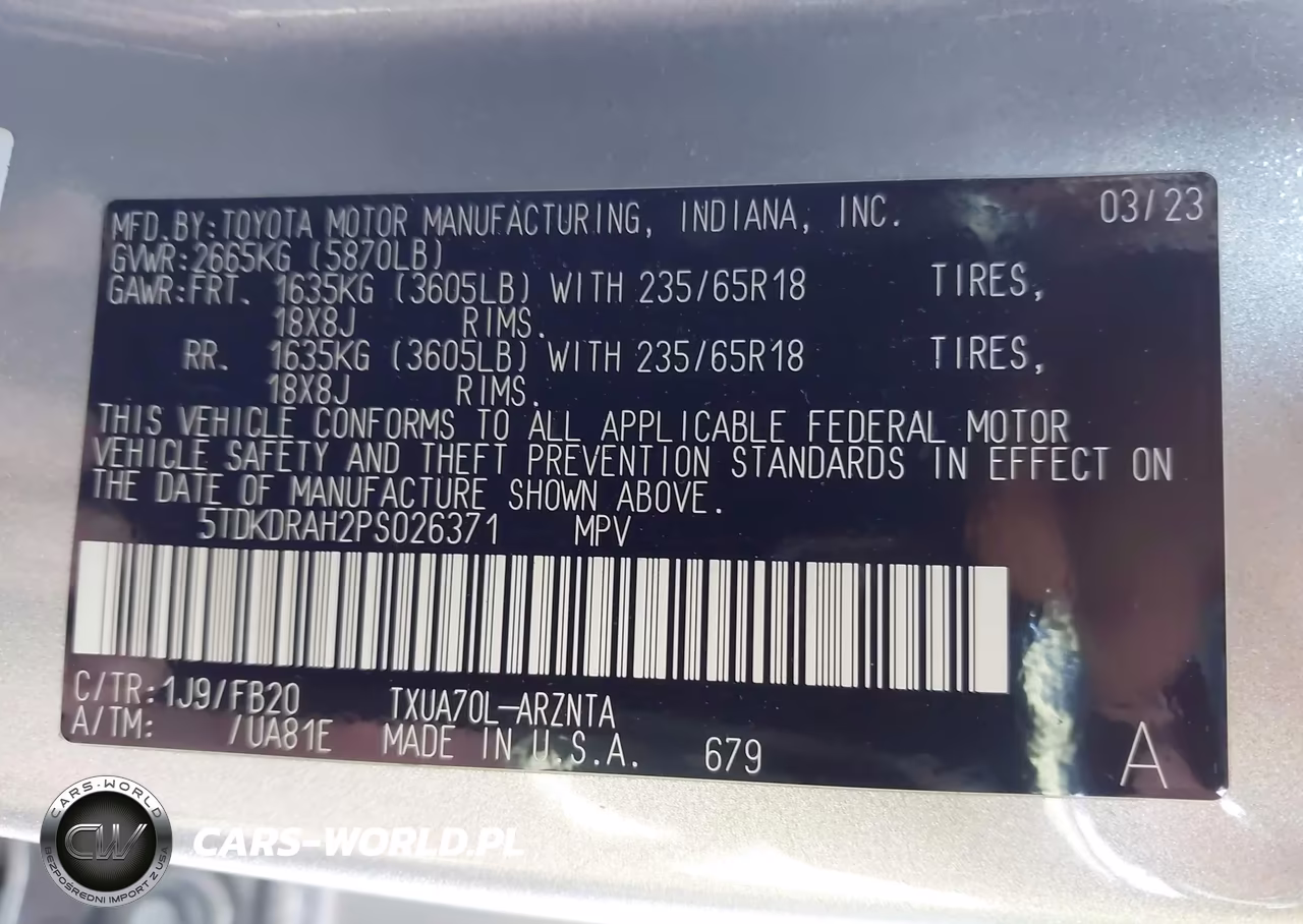 2023 Toyota Highlander Le VIN:5TDKDRAH2PS026371 - 9