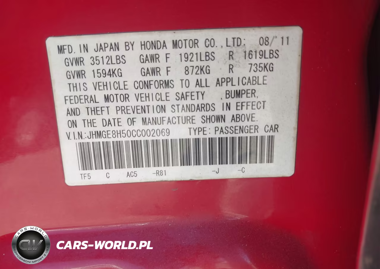 2012 Honda Fit Sport VIN:JHMGE8H50CC002069 - 9