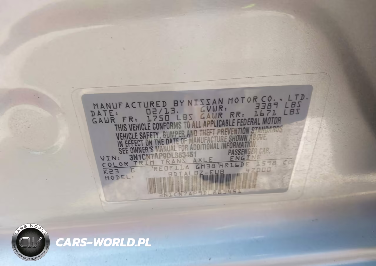 2013 Nissan Versa 1.6 Sv VIN:3N1CN7AP9DL883451 - 9