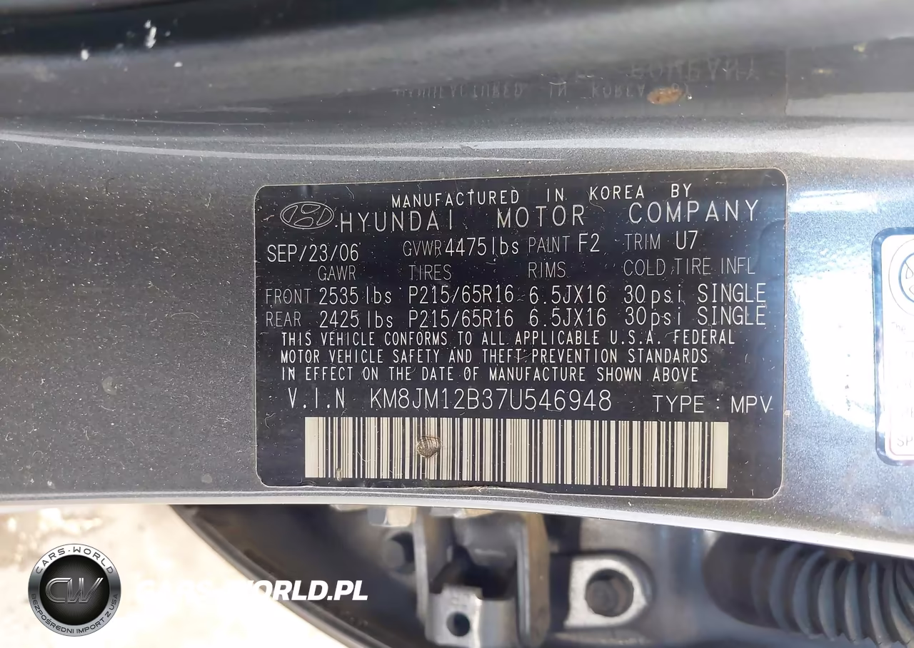 2007 Hyundai Tucson Gls VIN:KM8JM12B37U546948 - 9