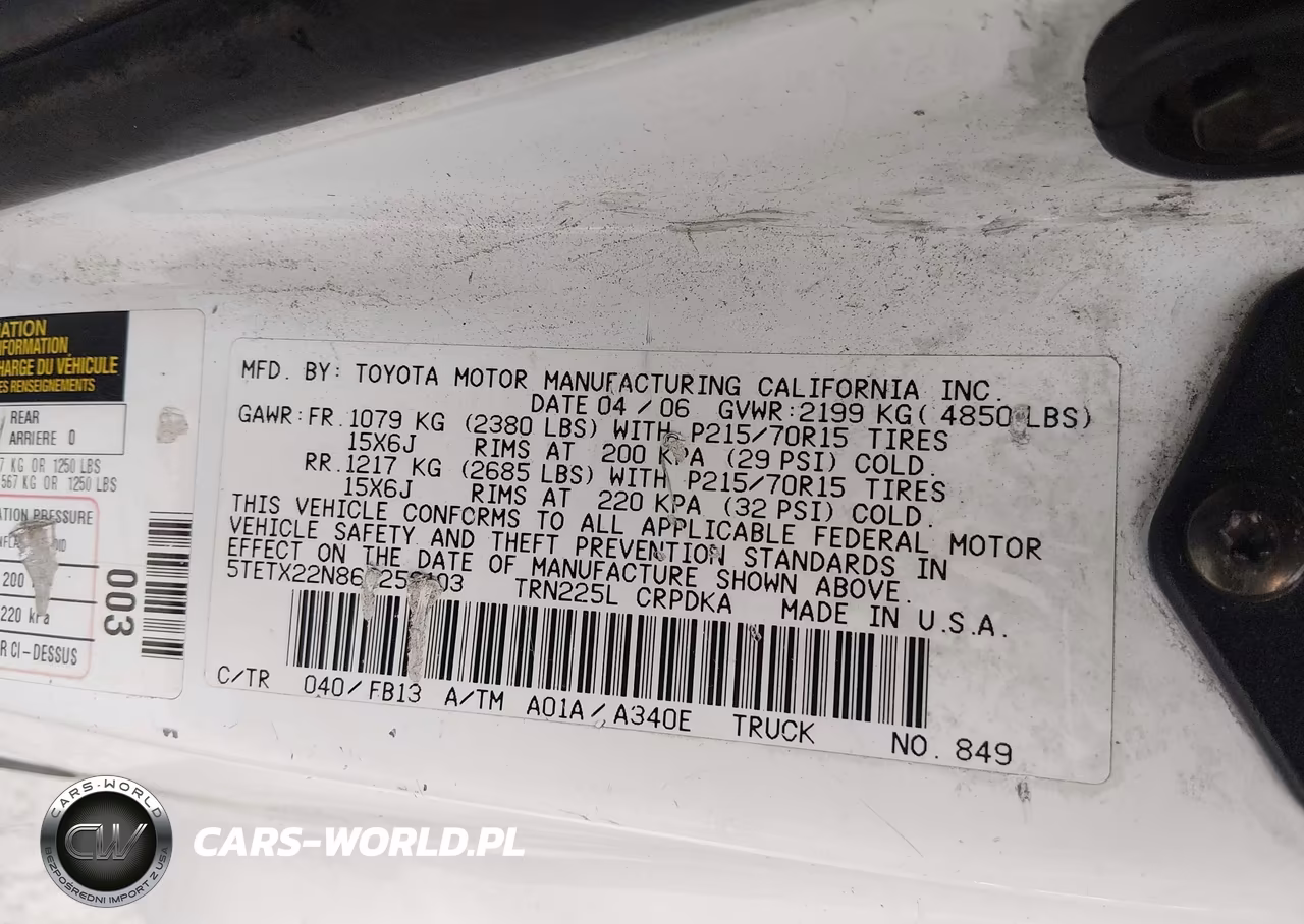 2006 Toyota Tacoma VIN:5TETX22N86Z256103 - 9