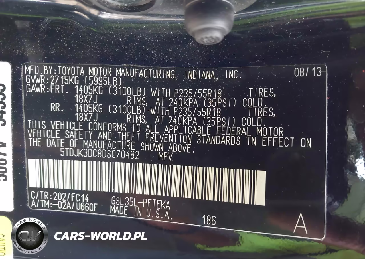 2013 Toyota Sienna Le 7 Passenger VIN:5TDJK3DC8DS070482 - 9