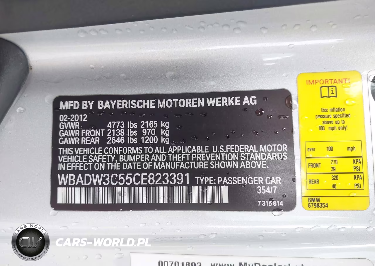 2012 BMW 328 I VIN:WBADW3C55CE823391 - 9