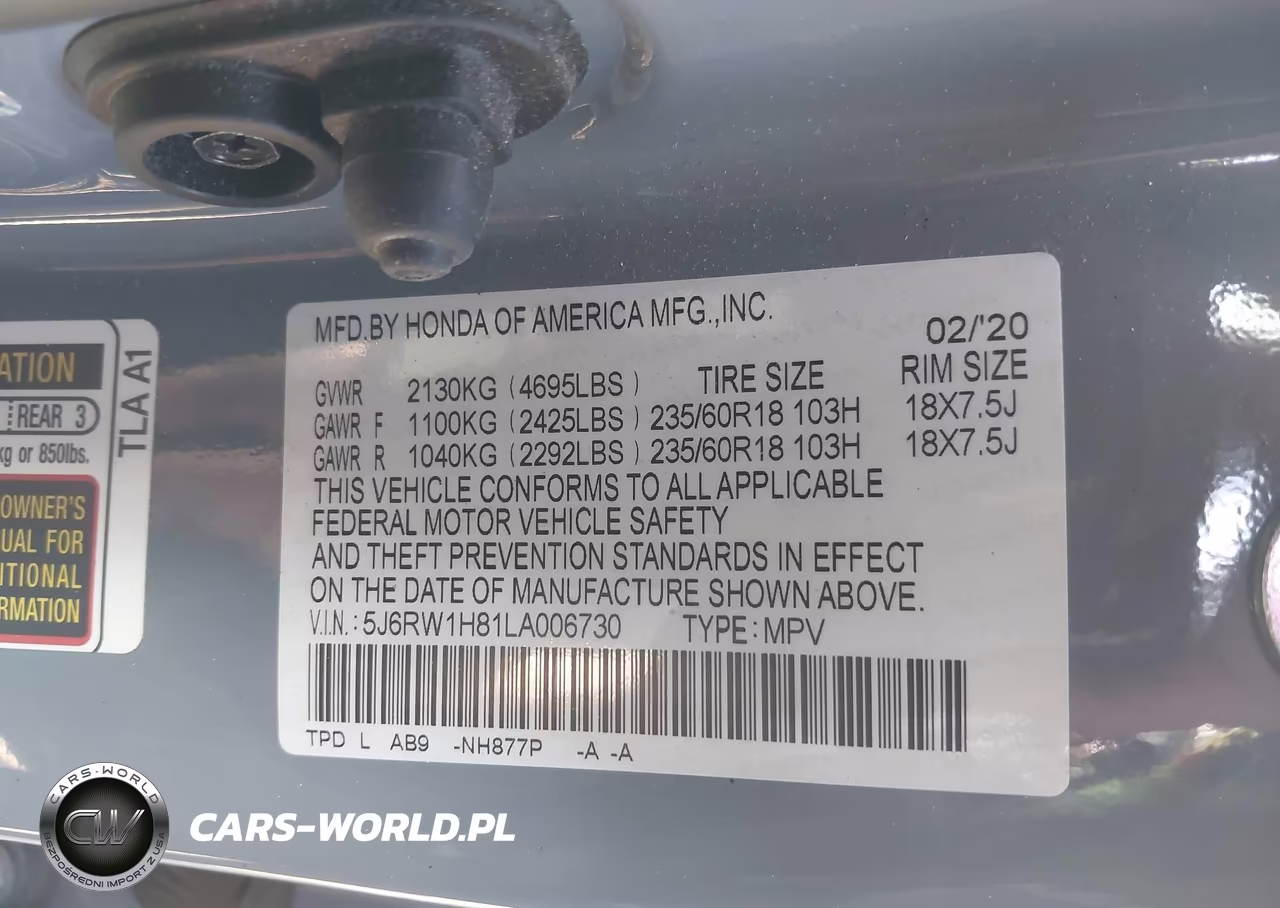 2020 Honda Cr-V 2Wd Ex-L VIN:5J6RW1H81LA006730 - 9