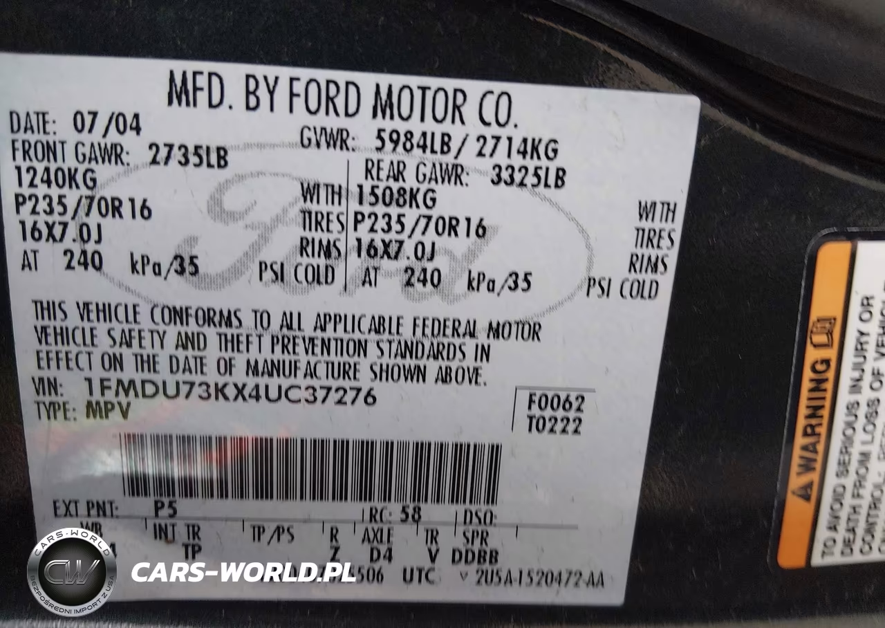 2004 Ford Explorer Nbx-Xlt VIN:1FMDU73KX4UC37276 - 9