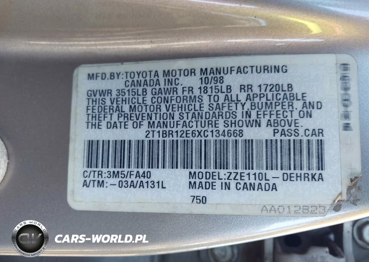 1999 Toyota Corolla Ve VIN:2T1BR12E6XC134668 - 9
