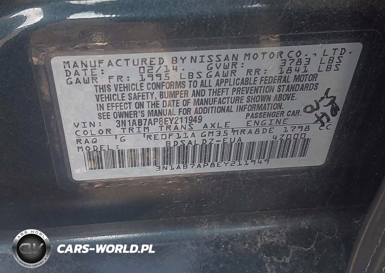 2014 Nissan Sentra Fe+ S-Fe+ Sv-S-Sl-Sr-Sv VIN:3N1AB7AP8EY211949 - 9