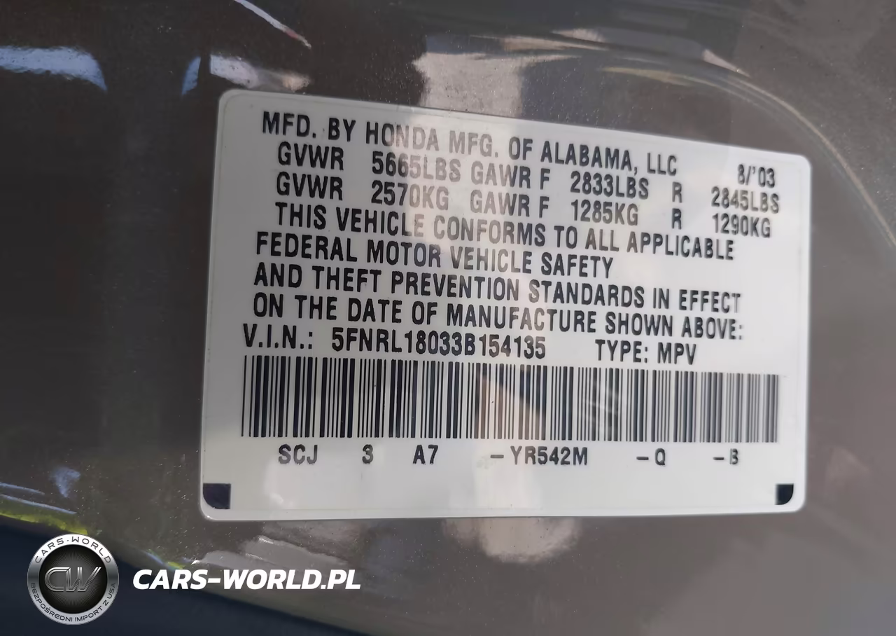 2003 Honda Odyssey Ex-L VIN:5FNRL18033B154135 - 9
