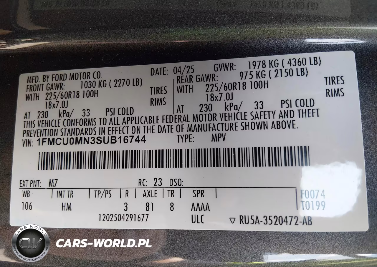 2025 Ford Escape St-Line VIN:1FMCU0MN3SUB16744 - 9