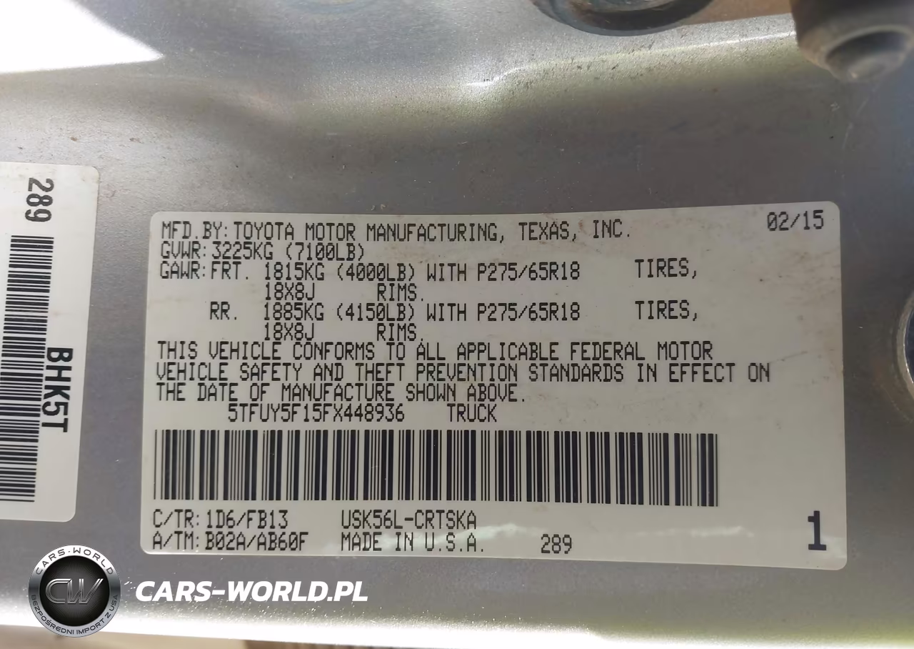 2015 Toyota Tundra Sr5 5.7L V8 VIN:5TFUY5F15FX448936 - 9