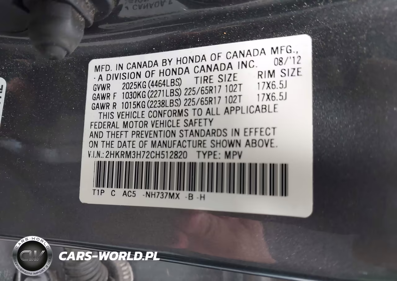 2012 Honda Cr-V Ex-L VIN:2HKRM3H72CH512820 - 9