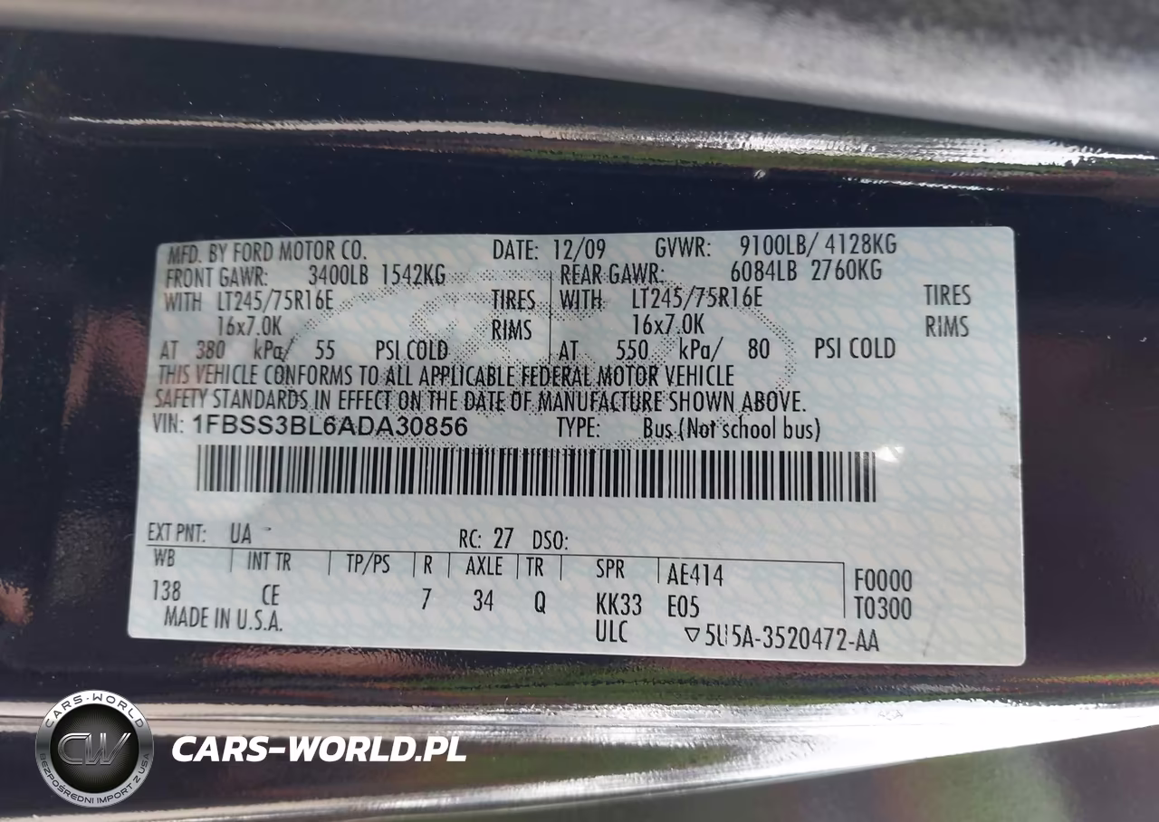 2010 Ford E-350 Super Duty Xl-Xlt VIN:1FBSS3BL6ADA30856 - 9