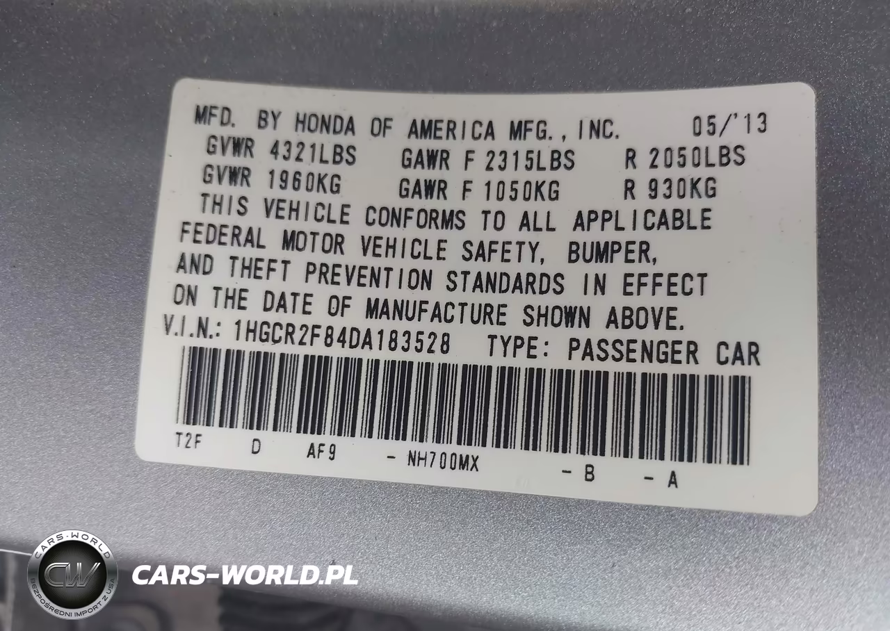 2013 Honda Accord Ex-L VIN:1HGCR2F84DA183528 - 9