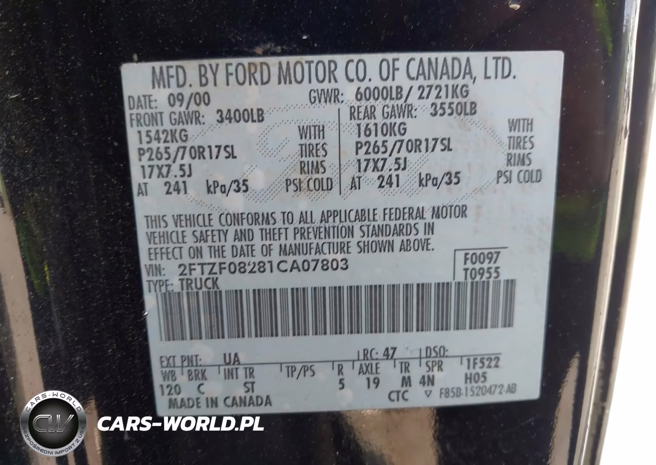 2001 Ford F-150 Xl-Xlt VIN:2FTZF08281CA07803 - 9
