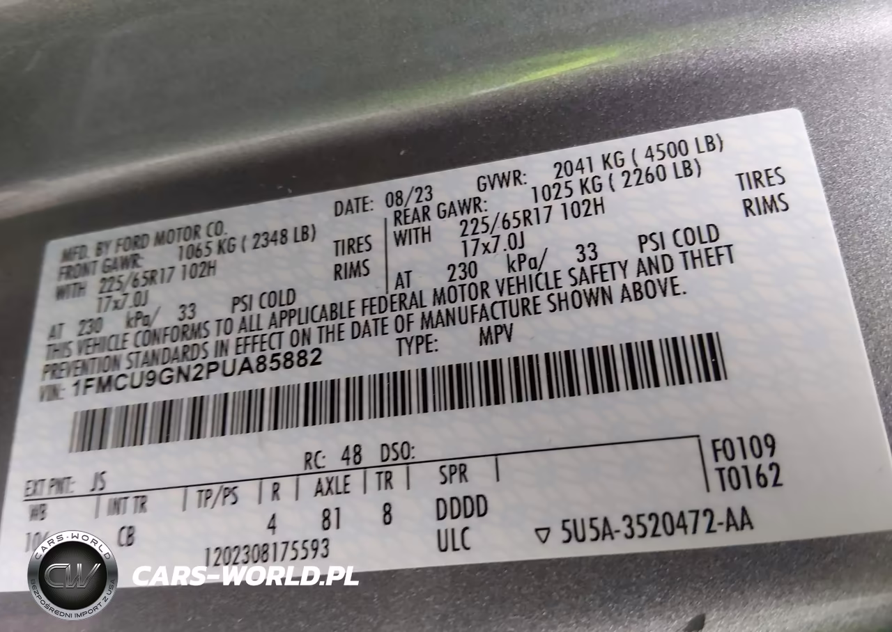 2023 Ford Escape Active VIN:1FMCU9GN2PUA85882 - 9