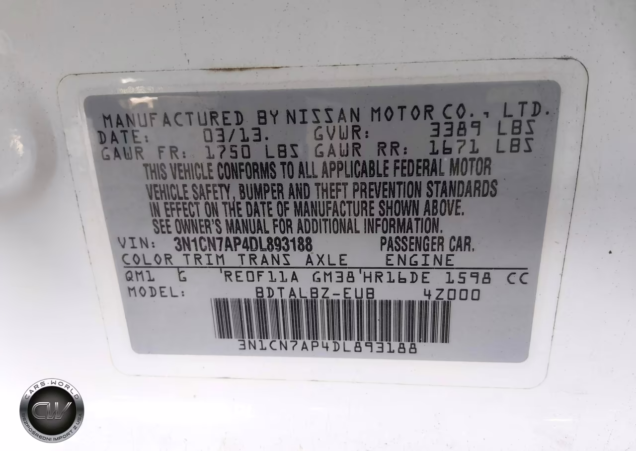 2013 Nissan Versa 1.6 Sv VIN:3N1CN7AP4DL893188 - 9