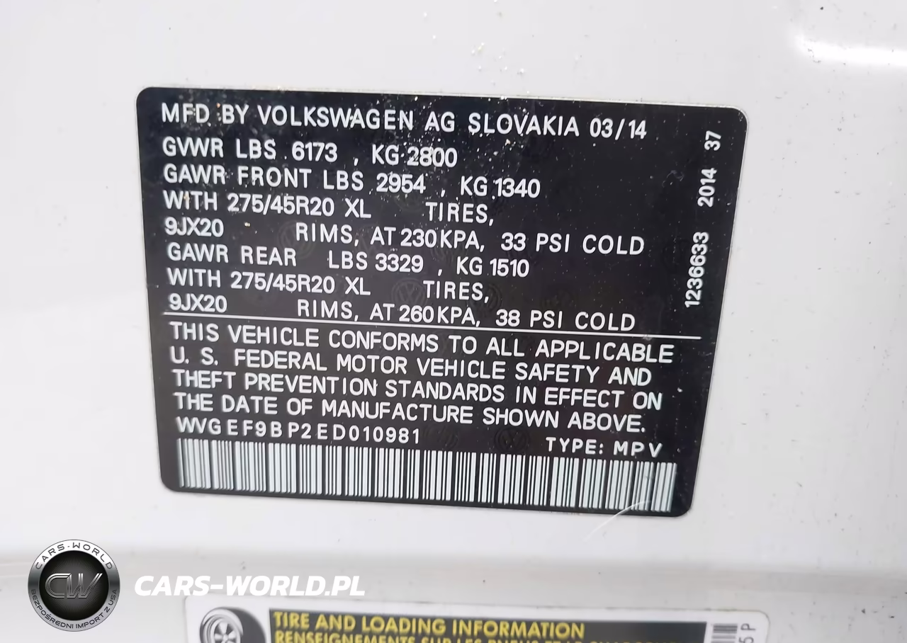 2014 Volkswagen Touareg 3.6L Executive VIN:WVGEF9BP2ED010981 - 9