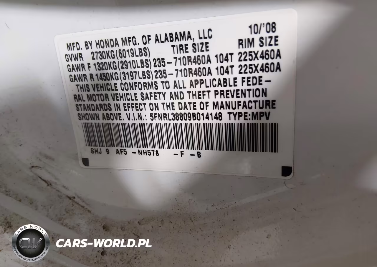 2009 Honda Odyssey Touring VIN:5FNRL38809B014148 - 9