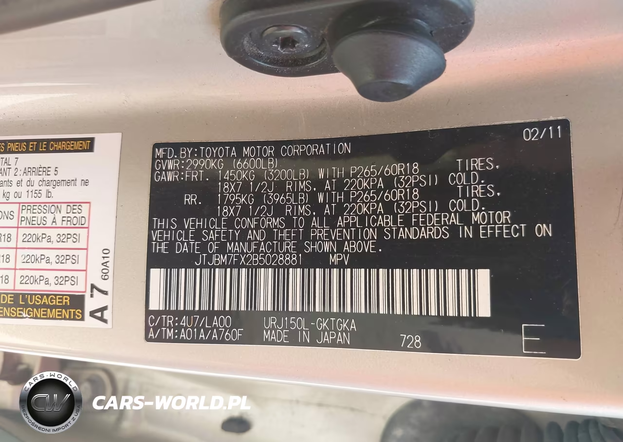 2011 Lexus Gx 460 VIN:JTJBM7FX2B5028881 - 9