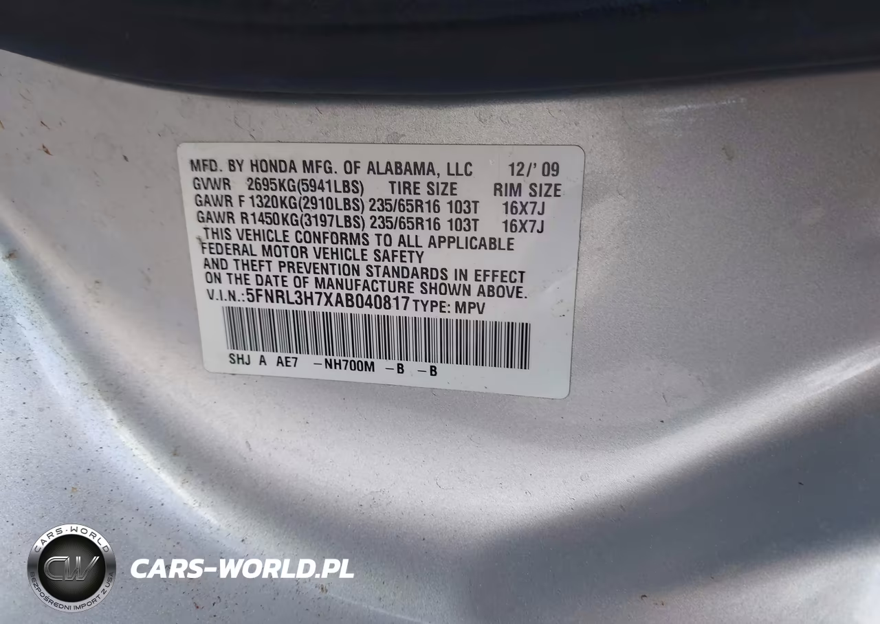 2010 Honda Odyssey Ex-L VIN:5FNRL3H7XAB040817 - 9
