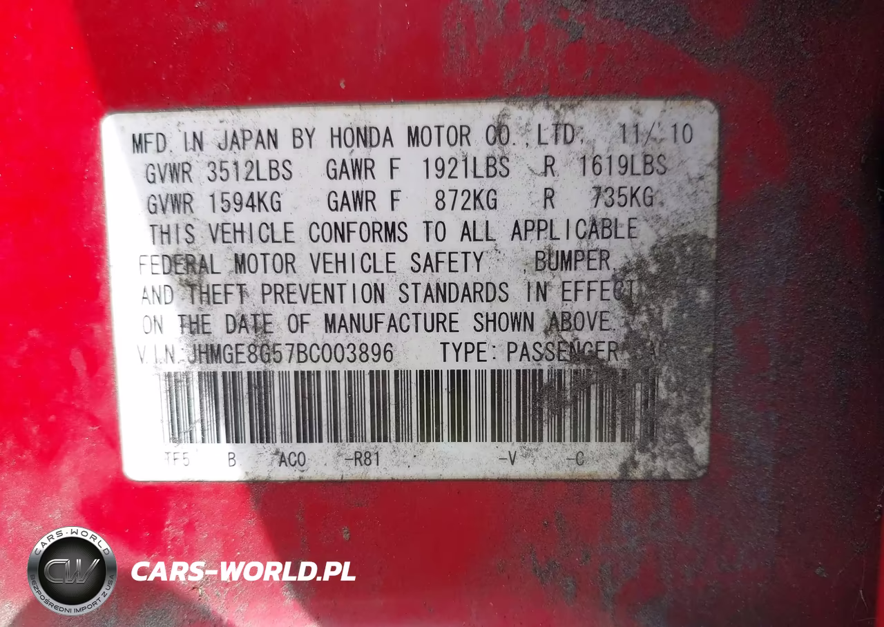 2011 Honda Fit Sport VIN:JHMGE8G57BC003896 - 9