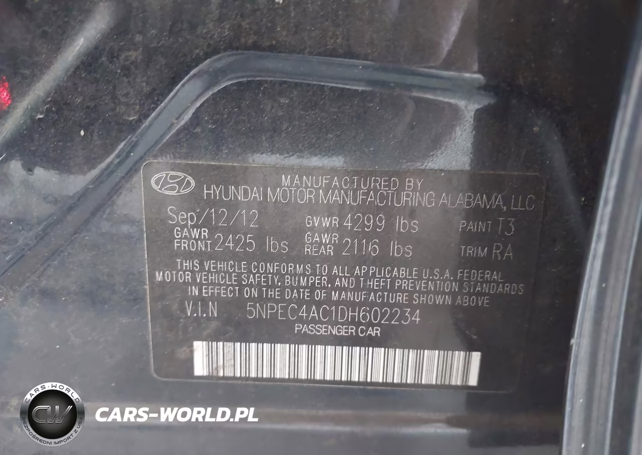 2013 Hyundai Sonata Se VIN:5NPEC4AC1DH602234 - 9