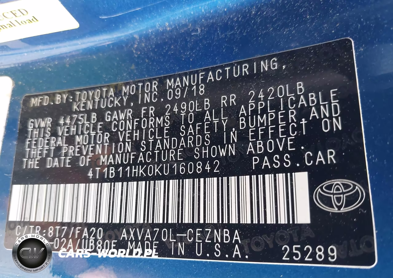 2019 Toyota Camry Le VIN:4T1B11HK0KU160842 - 9