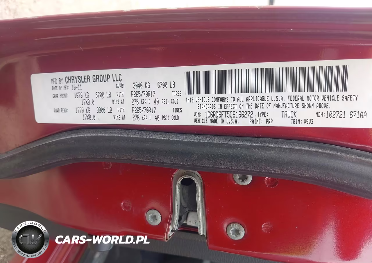 2012 Ram 1500 St VIN:1C6RD6FT5CS166272 - 9