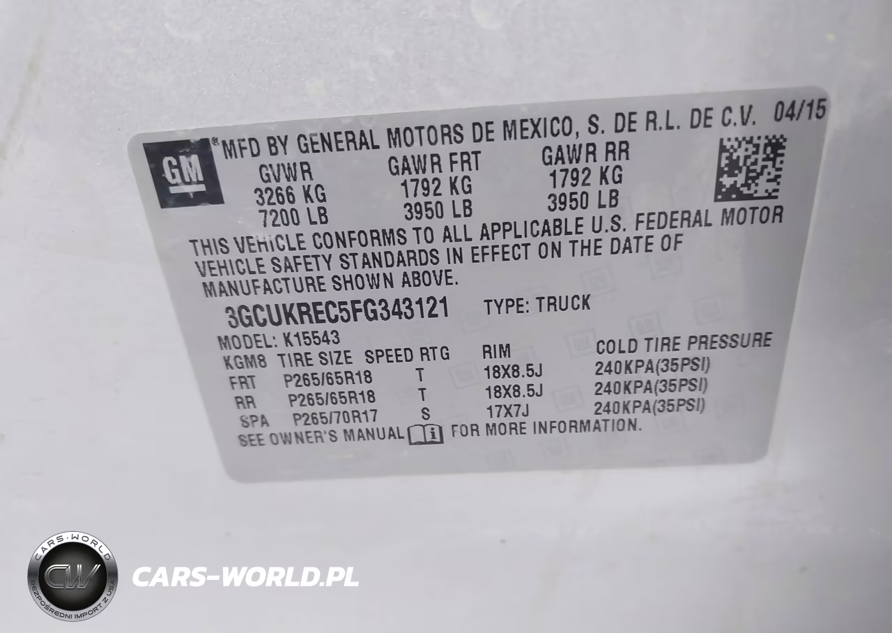 2015 Chevrolet Silverado 1500 1Lt VIN:3GCUKREC5FG343121 - 9