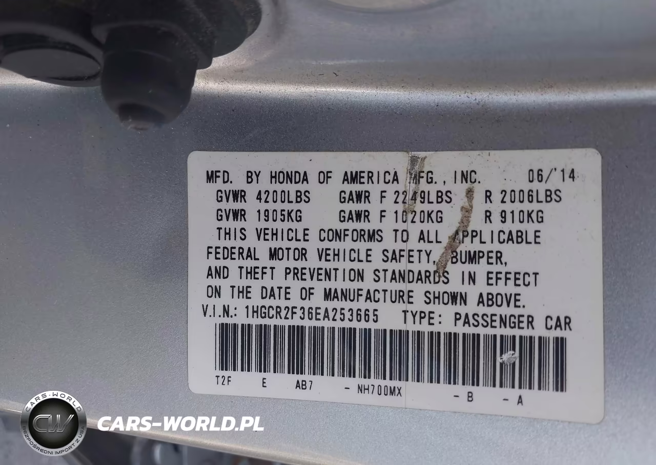 2014 Honda Accord Lx VIN:1HGCR2F36EA253665 - 7