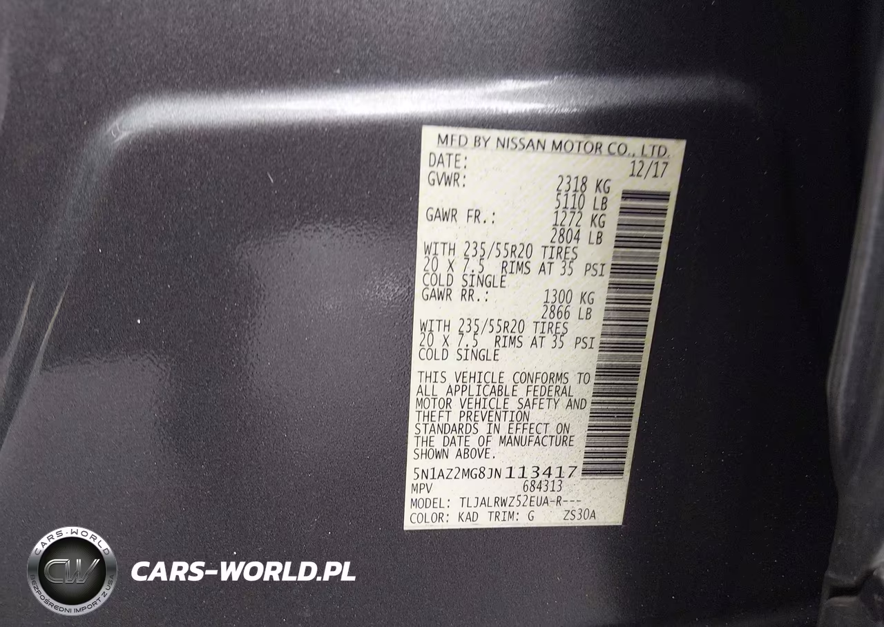 2018 Nissan Murano Sl VIN:5N1AZ2MG8JN113417 - 9