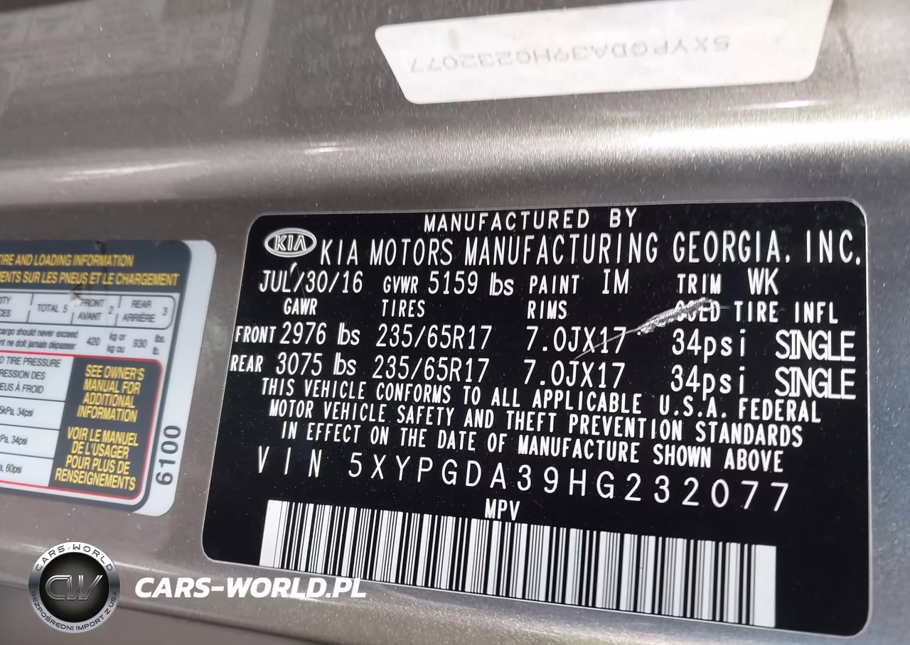 2017 Kia Sorento 2.4L Lx VIN:5XYPGDA39HG232077 - 8