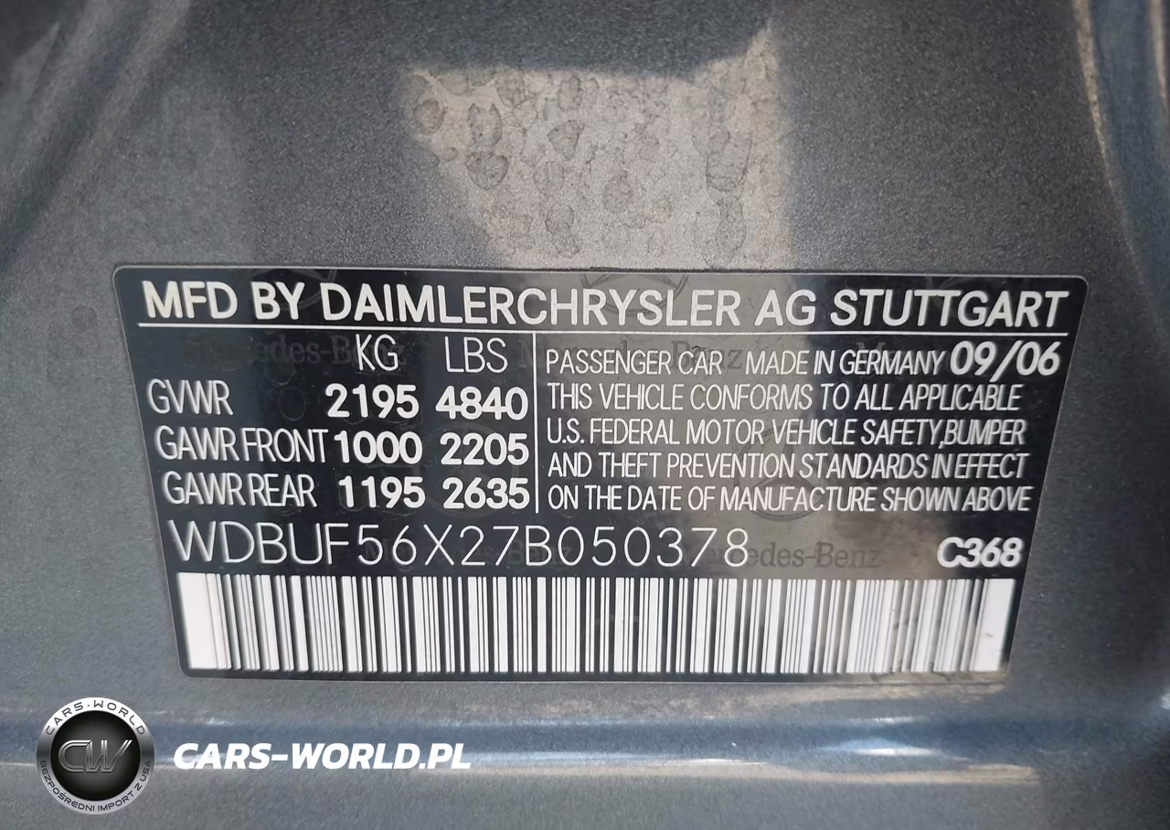 2007 Mercedes-Benz E 350 VIN:WDBUF56X27B050378 - 9
