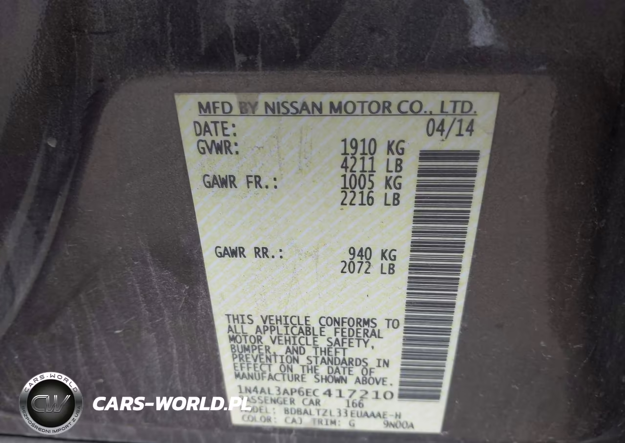 2014 Nissan Altima 2.5 Sv VIN:1N4AL3AP6EC417210 - 9